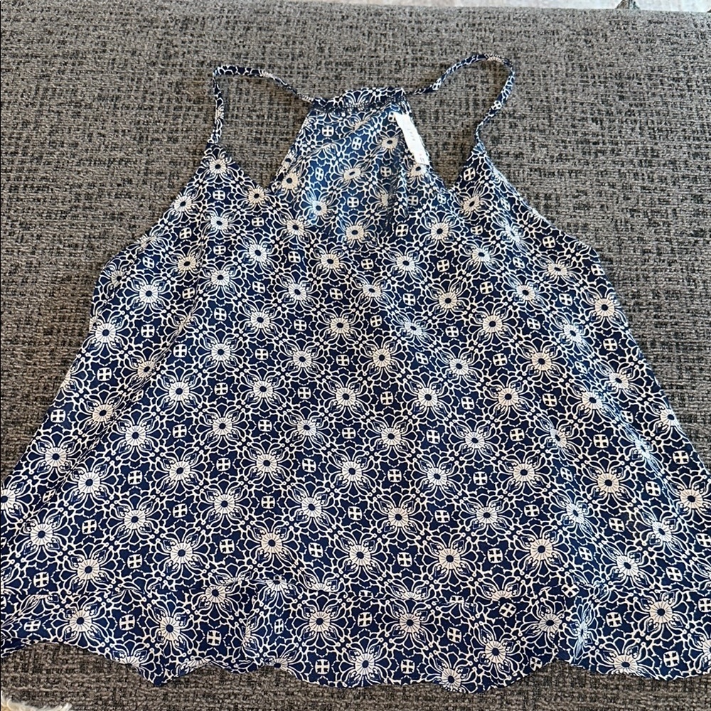 Floral Blue and White Women's Top